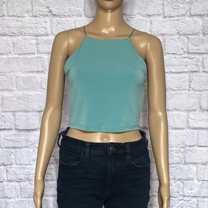 High Neck Turquoise Crop Top